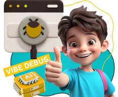 Тестирование & Vibe Debug. Охотники за багами - КИБЕРшкола программирования для детей, компьютерные курсы для школьников, начинающих и подростков - KIBERone г. Щёлково